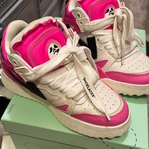 Pink and White High-Top Sneakers